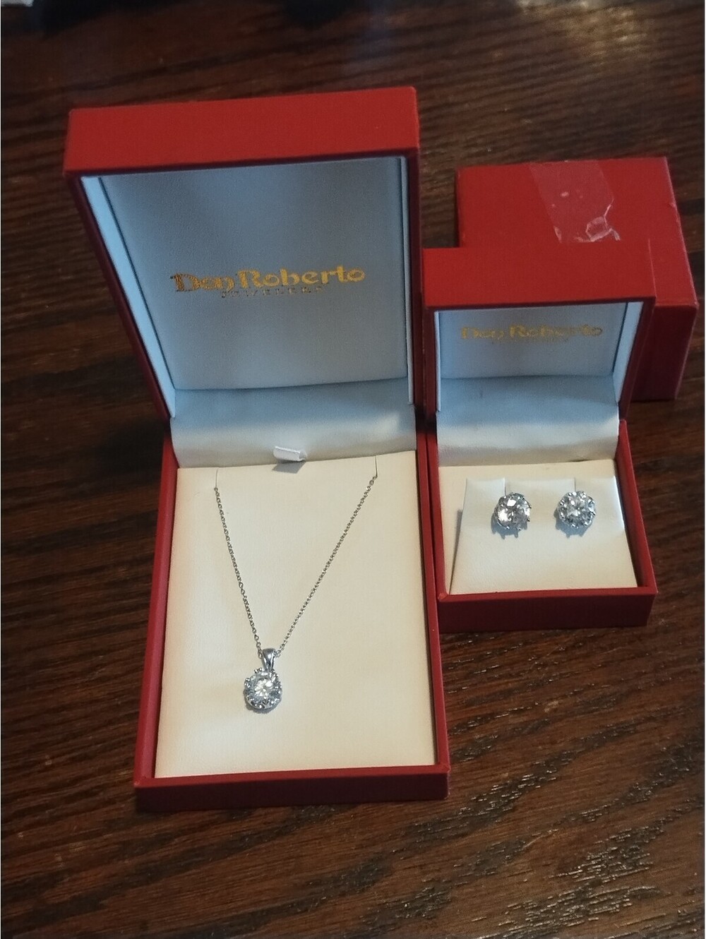 Sterling silver and cubic zirconia 2 carat‎ earring and necklace set